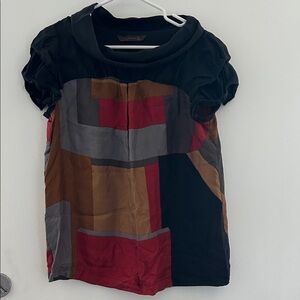 Zara Colorblock Blouse in Black, Red, and Brown